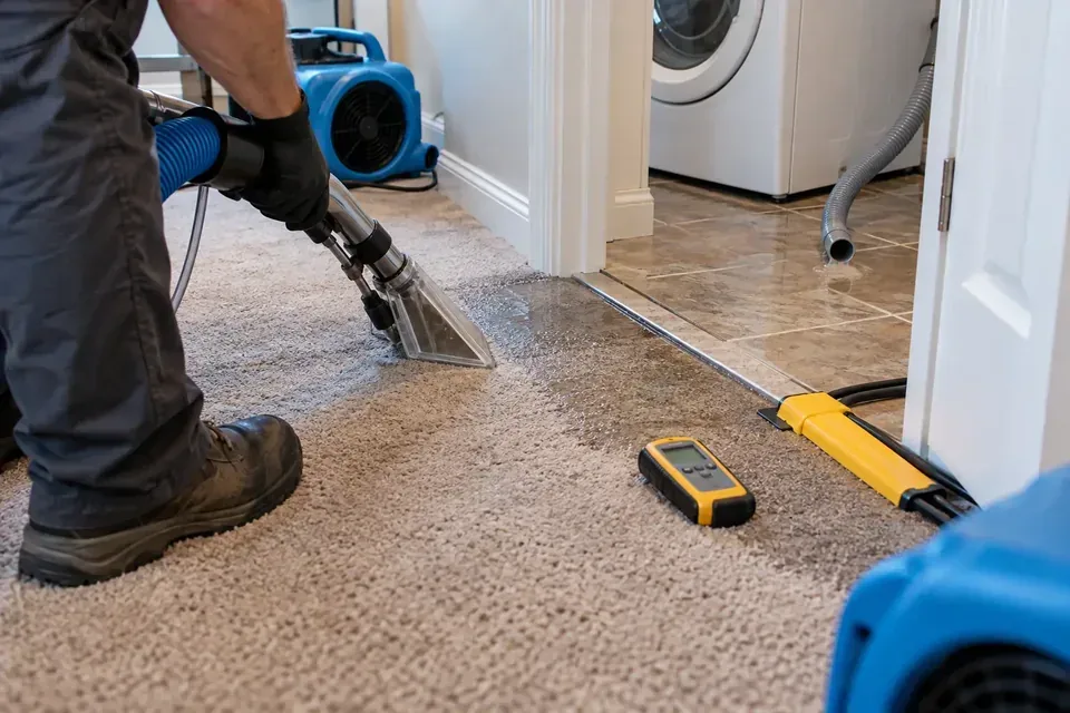 Representative example of washing machine leak carpet drying